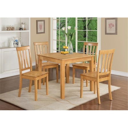 East West Furniture 3 Piece Small Kitchen Table and Chairs Set-Square Kitchen Table and 2 Dining Chairs OXAN3-OAK-W